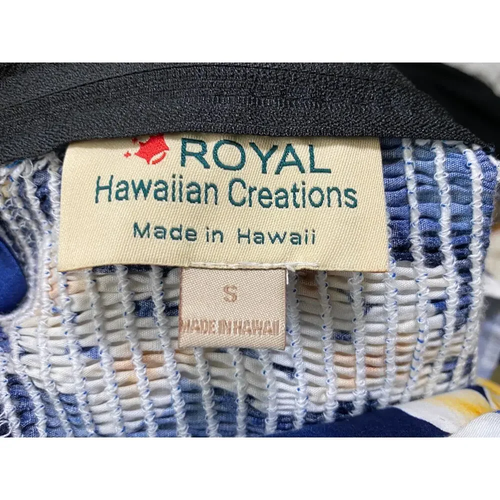 Royal Hawaiian Creations Mini Sundress Plumeria Blue Cotton Hawaiian size Medium - Picture 4 of 9